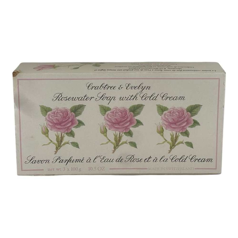 Vintage Crabtree & Evelyn Rosewater Soap With Cold Cream 3.5 oz Three Pack New